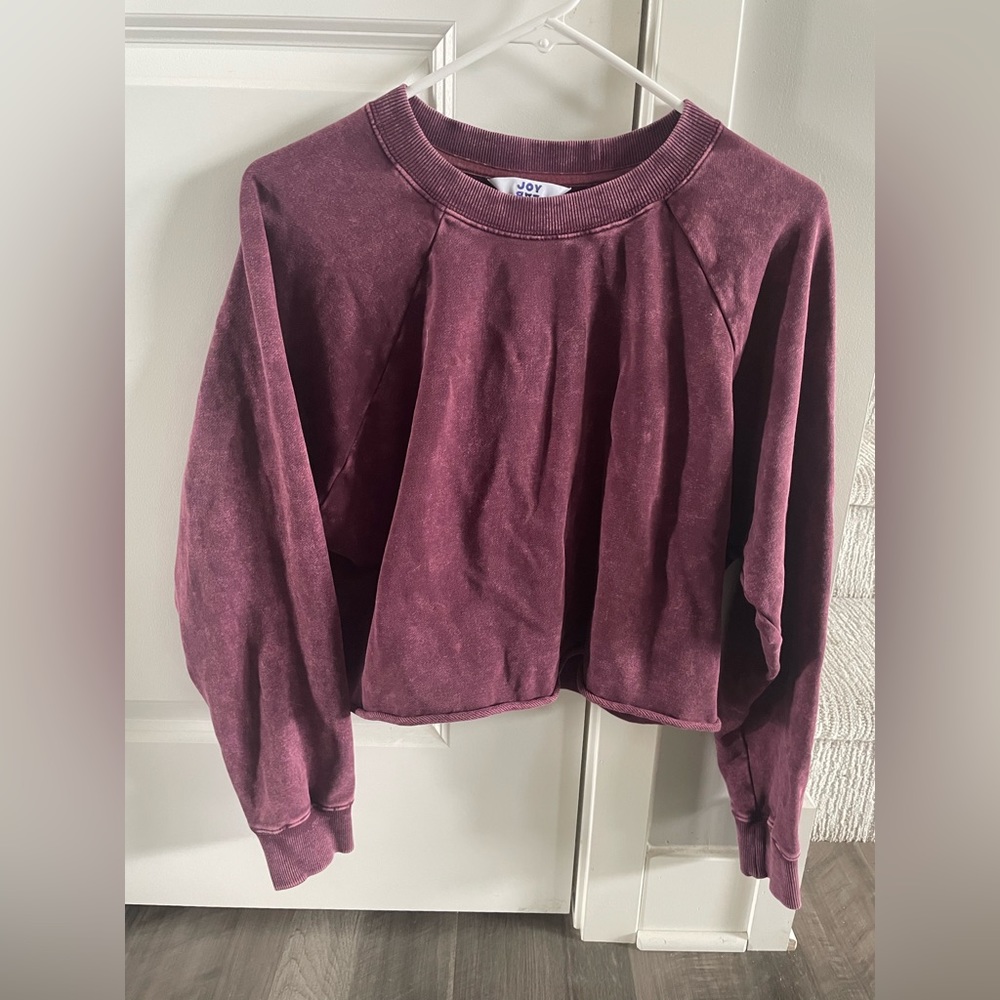 Joy Lab Medium Cropped Crewneck (Burgundy)